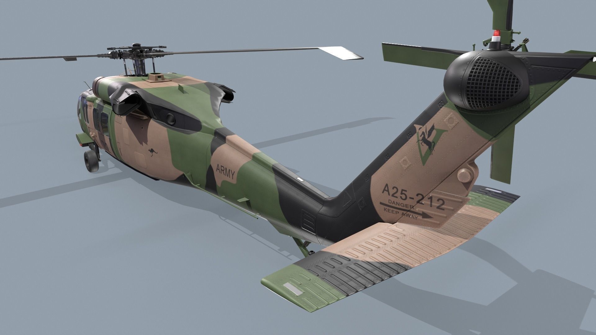 UH-60 Black Hawk Australian Army Complex Animation Low-poly 3D model_9