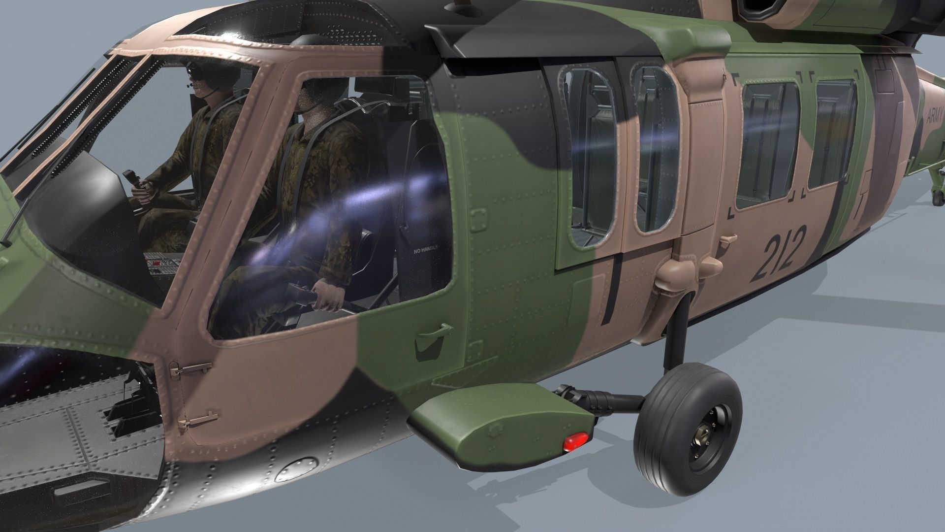 UH-60 Black Hawk Australian Army Complex Animation Low-poly 3D model_18