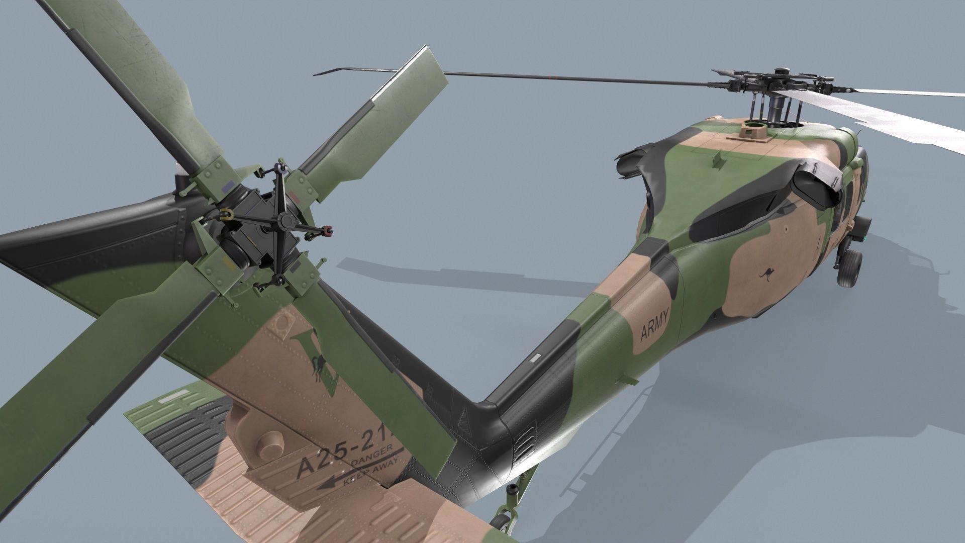 UH-60 Black Hawk Australian Army Complex Animation Low-poly 3D model_15