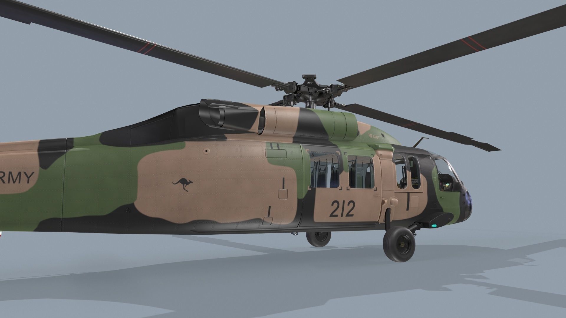 UH-60 Black Hawk Australian Army Complex Animation Low-poly 3D model_11