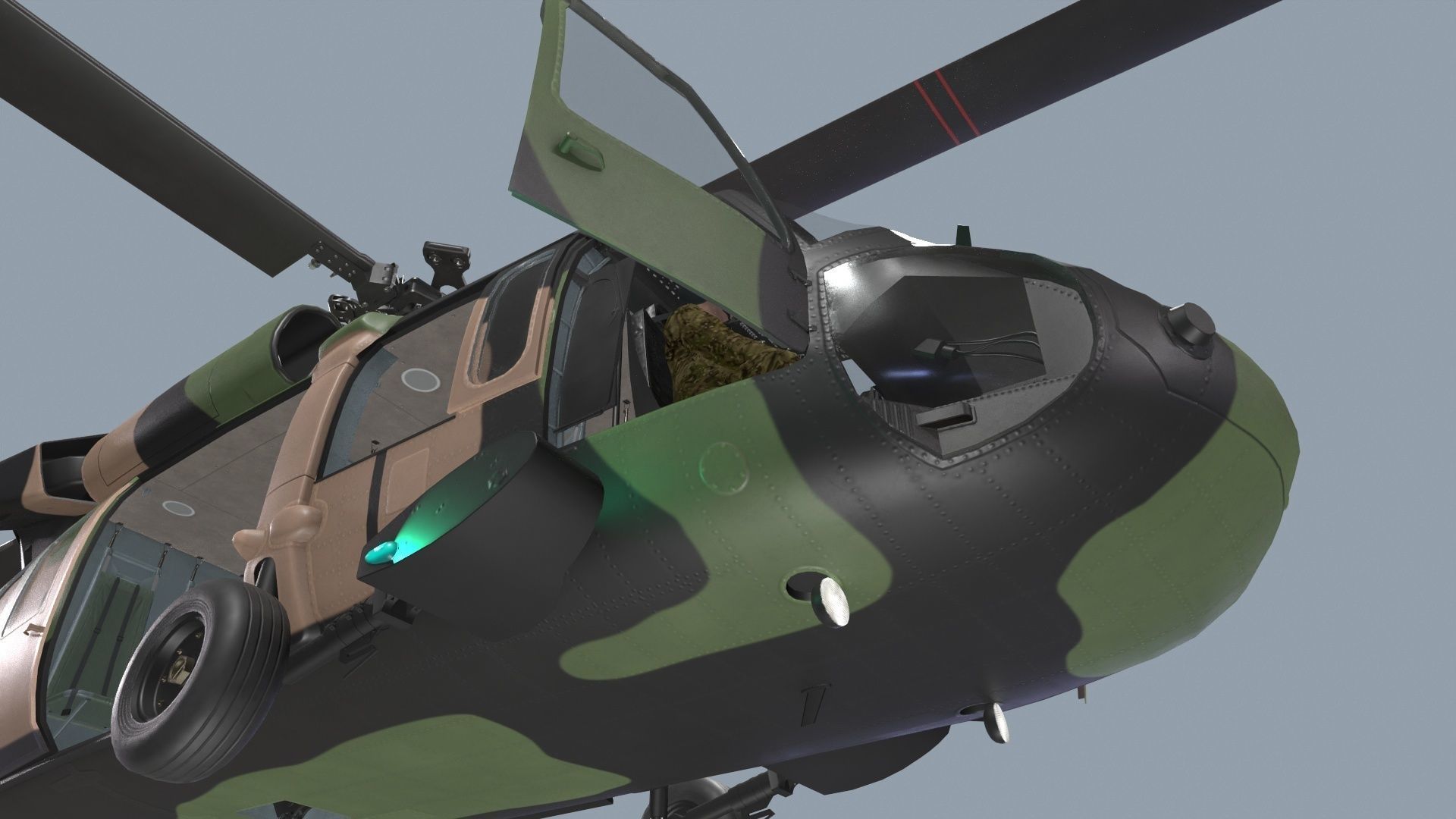 UH-60 Black Hawk Australian Army Complex Animation Low-poly 3D model_3