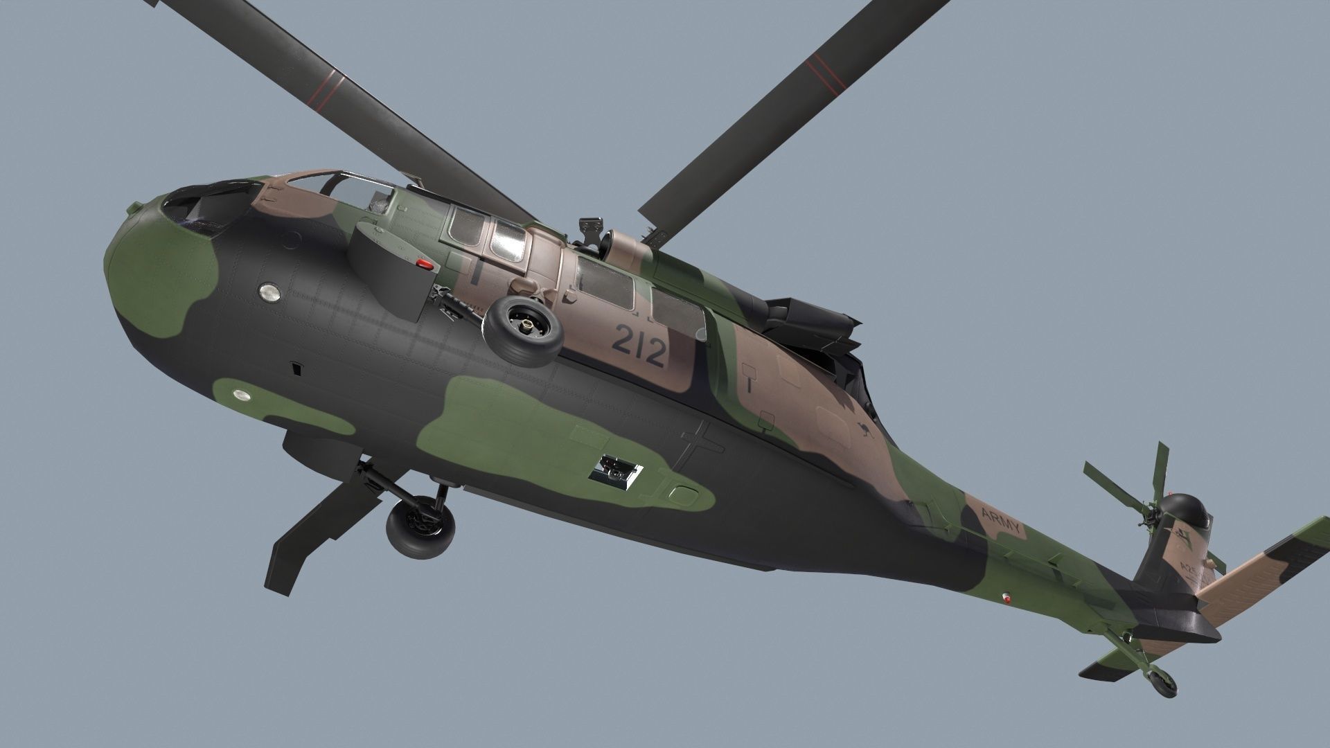 UH-60 Black Hawk Australian Army Complex Animation Low-poly 3D model_13