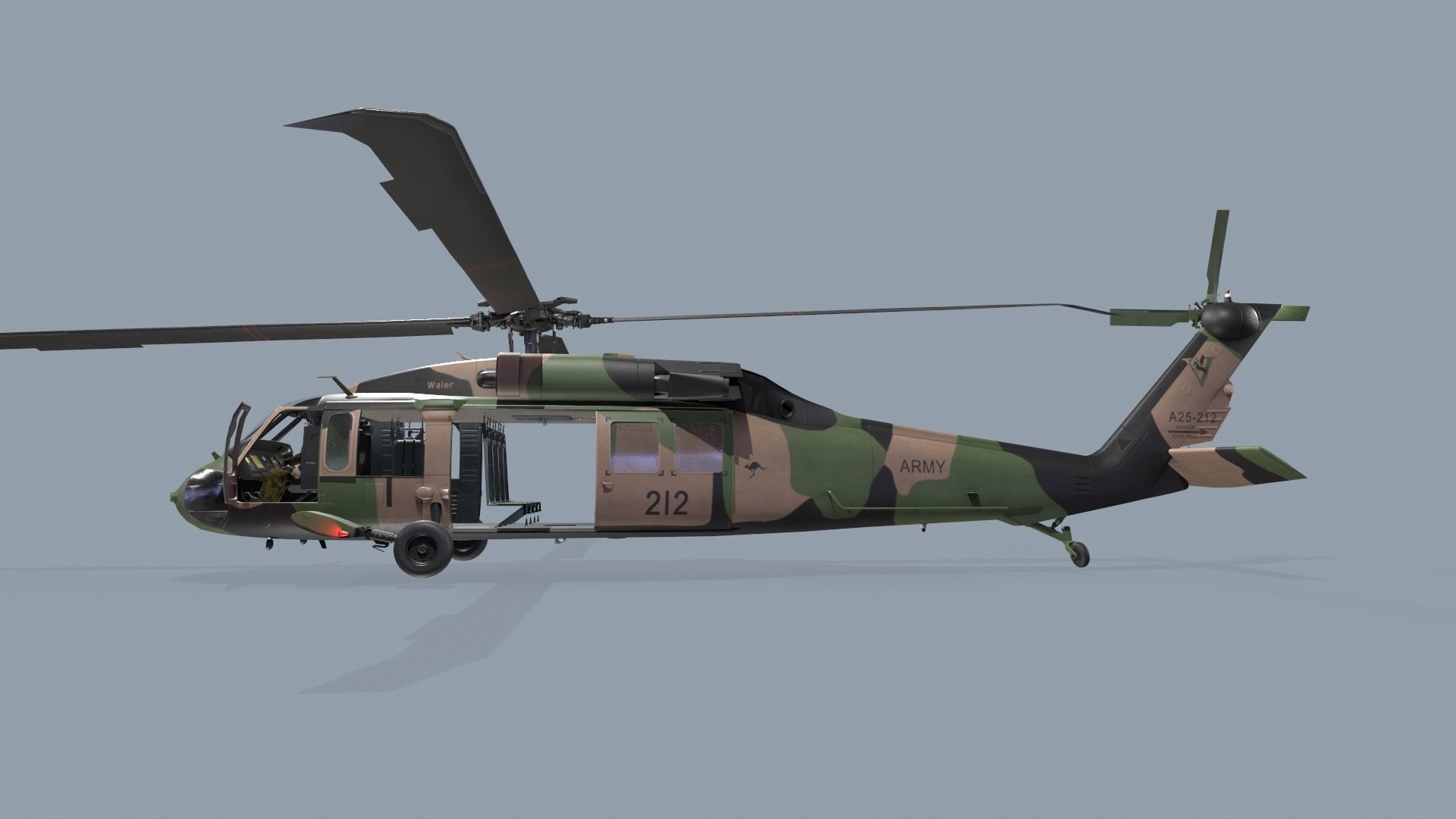 UH-60 Black Hawk Australian Army Complex Animation Low-poly 3D model_4