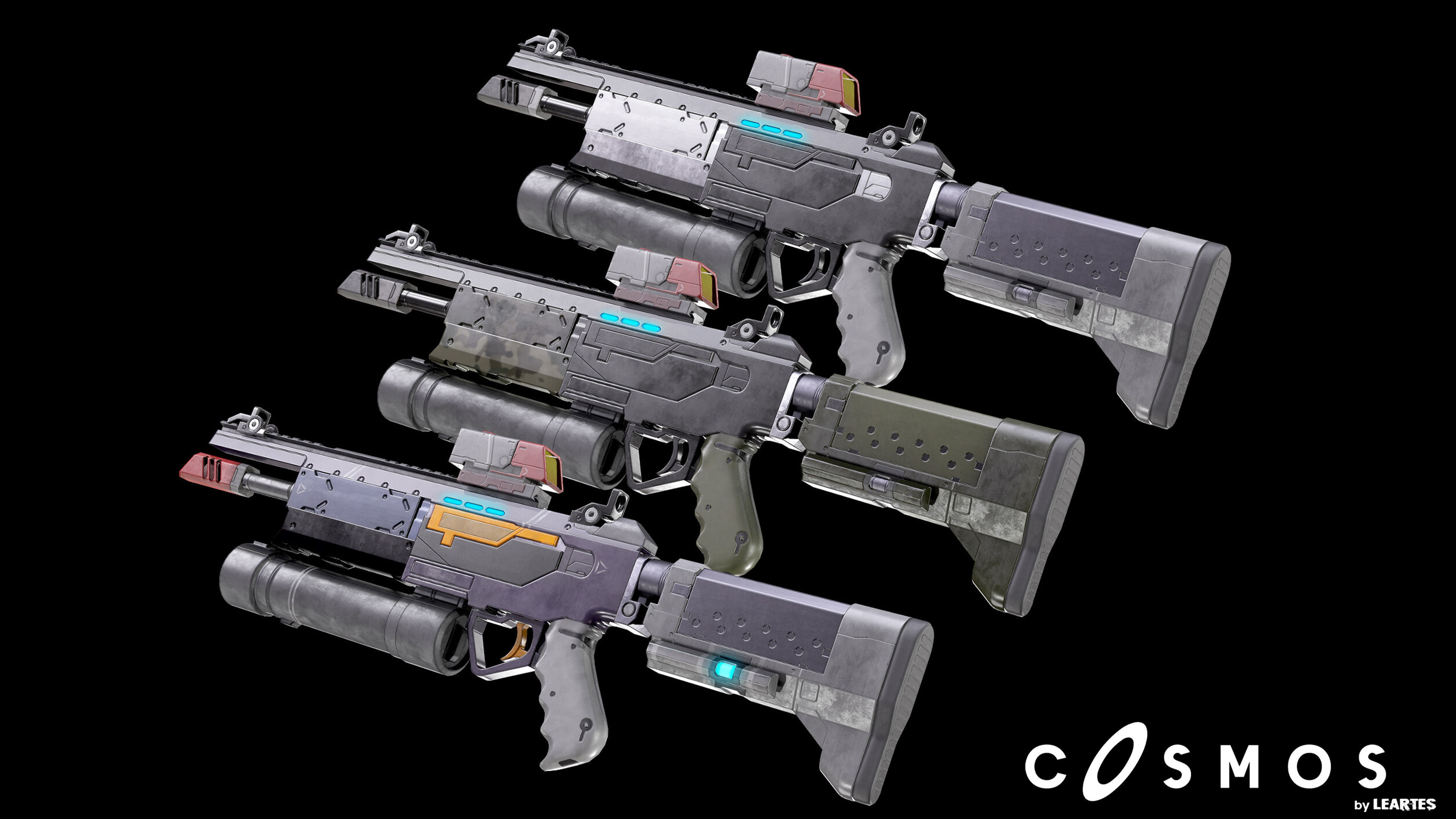 Cyberpunk AR-Shark Low-poly 3D model_6