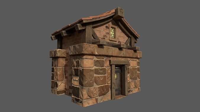 Stylized Cartoony Medieval House Low-poly 3D model 3