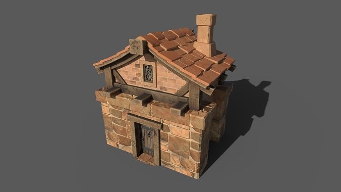 Stylized Cartoony Medieval House Low-poly 3D model 5