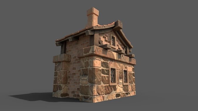 Stylized Cartoony Medieval House Low-poly 3D model 7