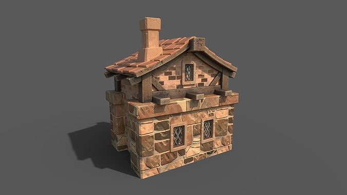 Stylized Cartoony Medieval House Low-poly 3D model 6