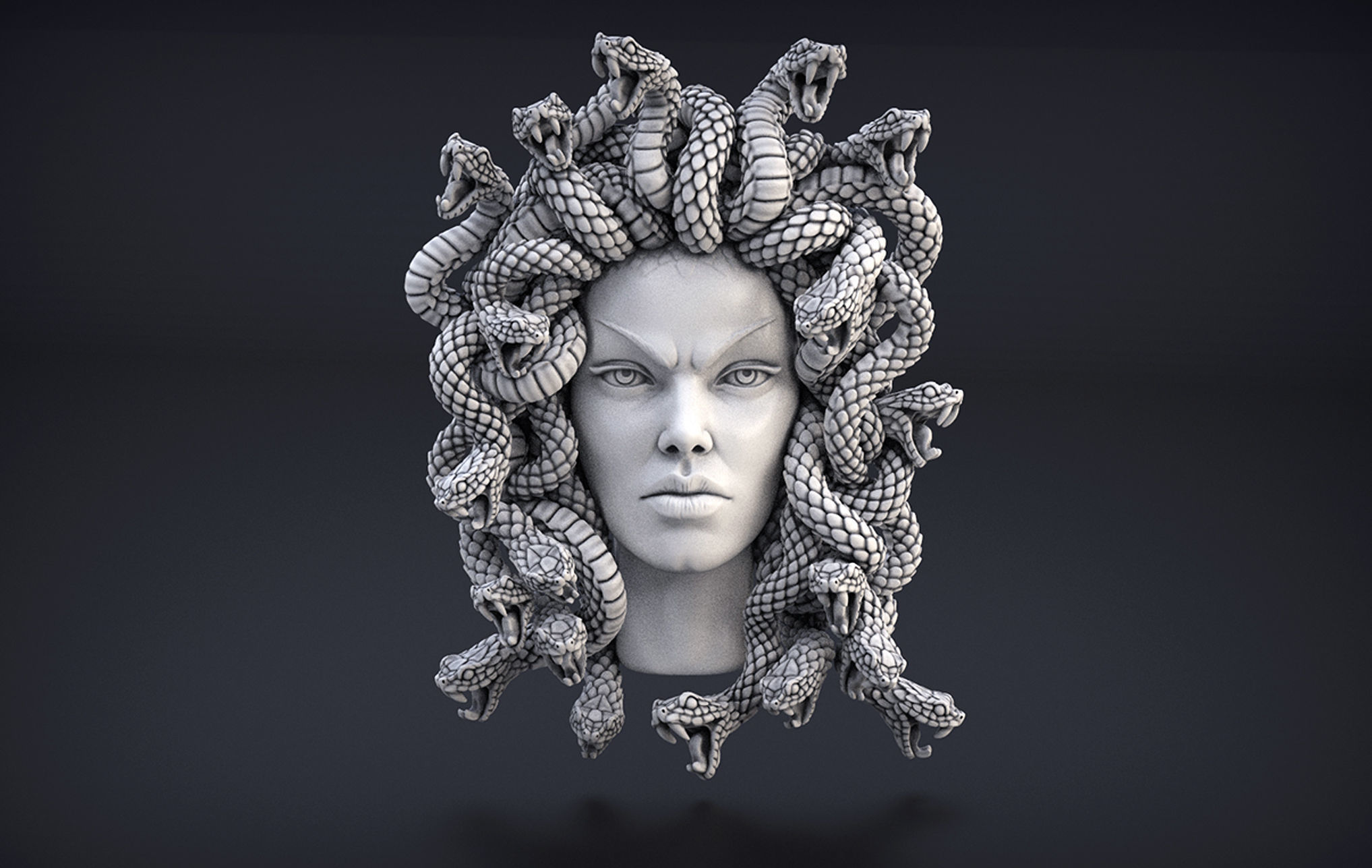 High Detailed Medusa Head 3D print model_7
