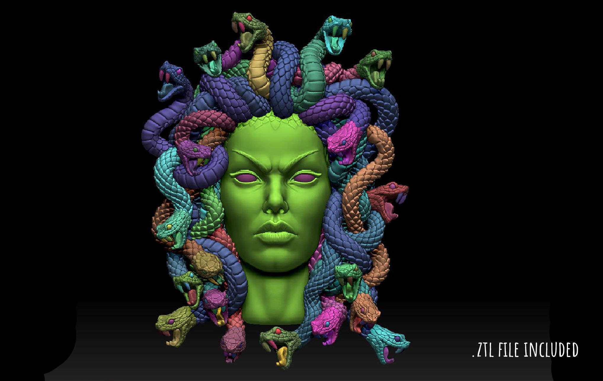 High Detailed Medusa Head 3D print model_10
