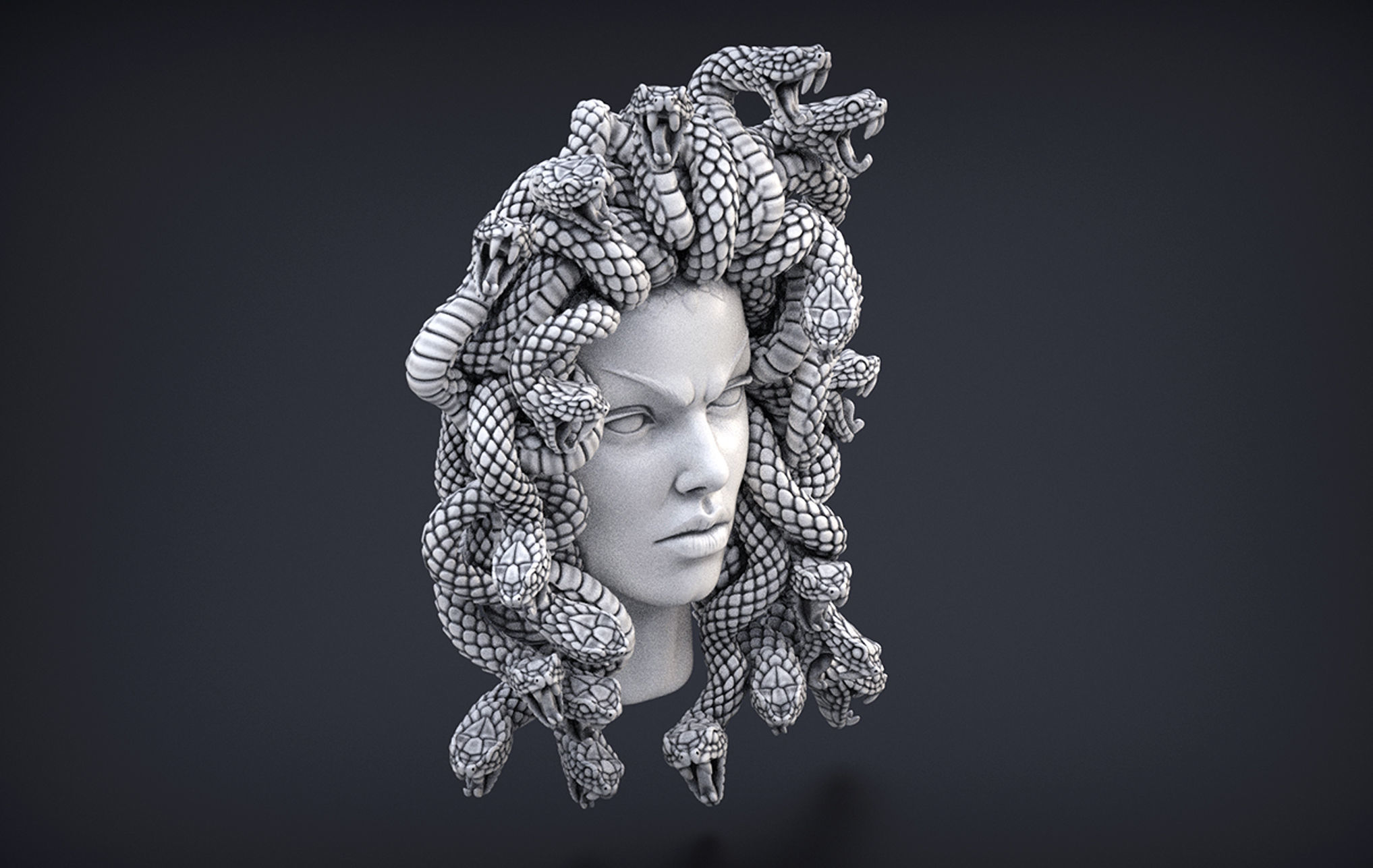 High Detailed Medusa Head 3D print model_3