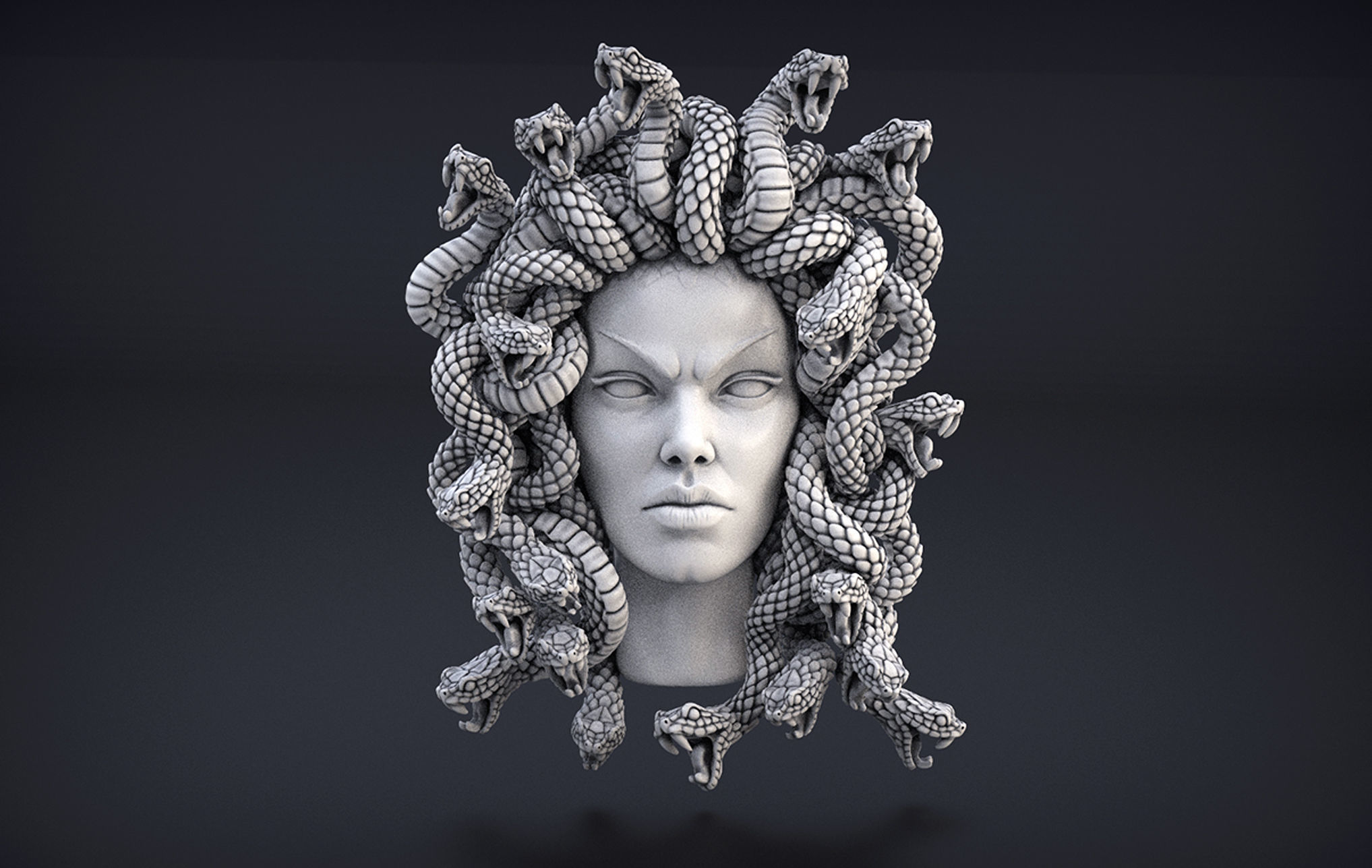High Detailed Medusa Head 3D print model_4