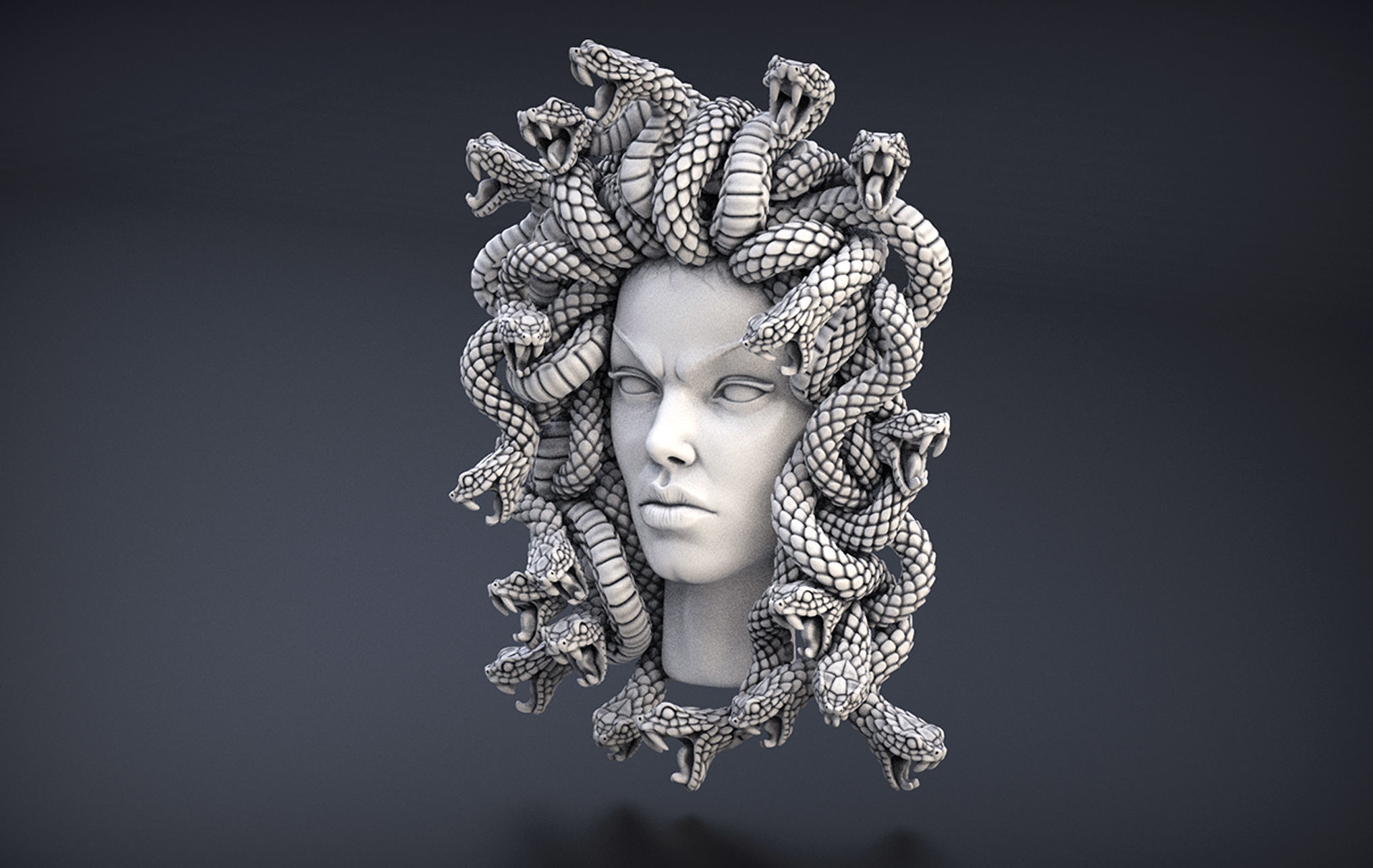 High Detailed Medusa Head 3D print model_5