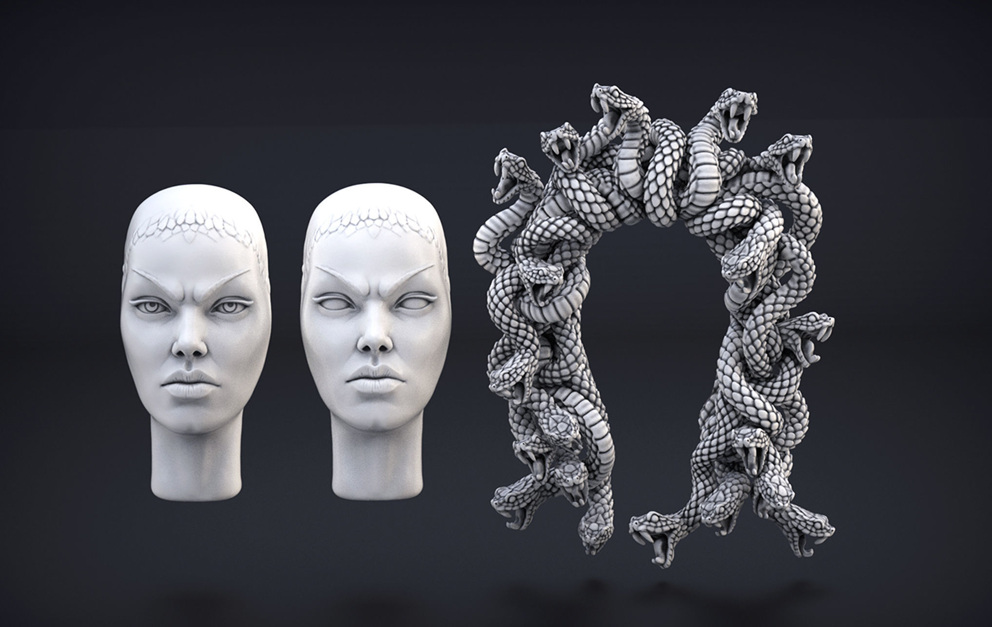 High Detailed Medusa Head 3D print model_1