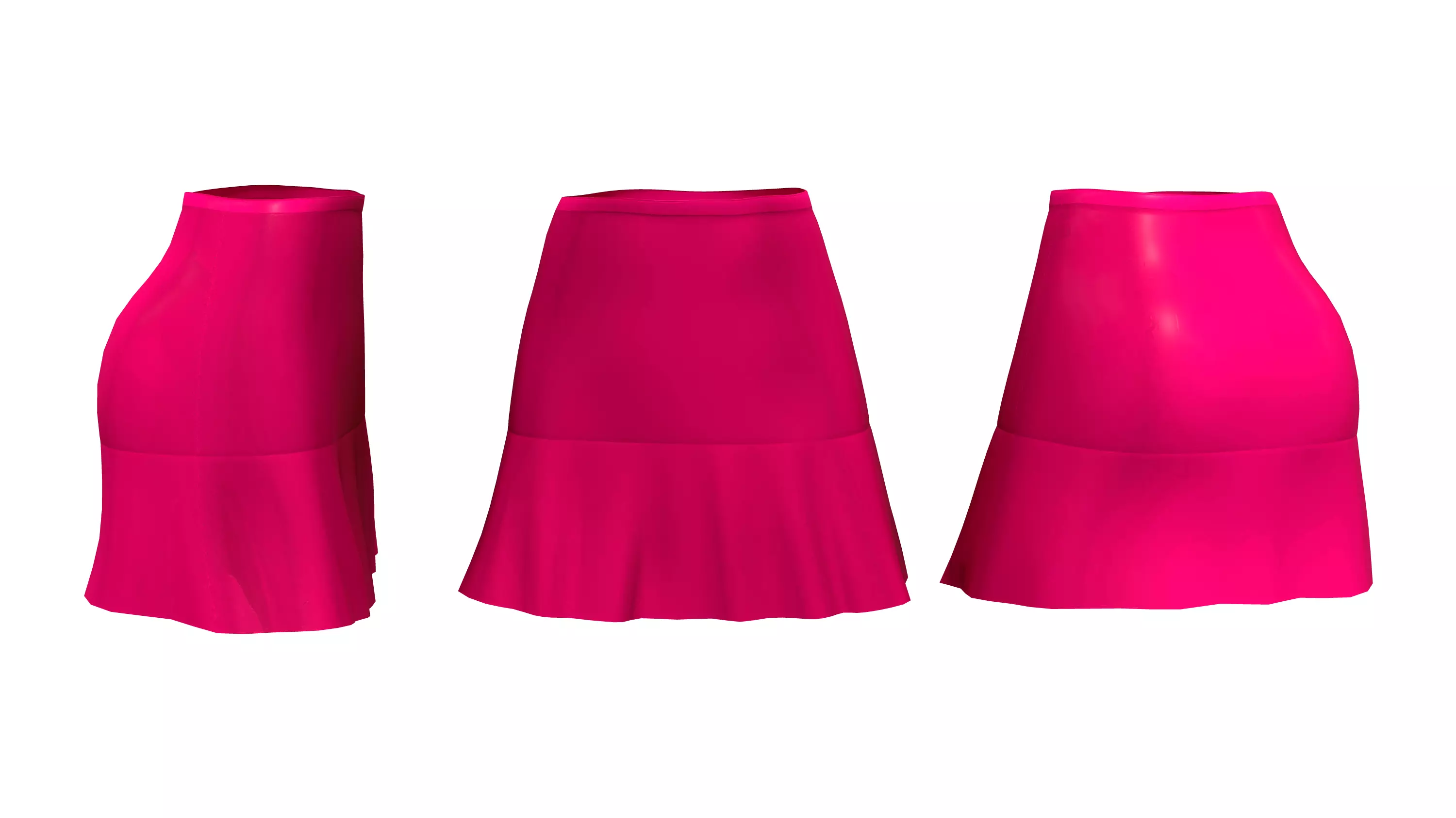 High Waist Flaring Skater Short Skirt With Ruffle Bottom Low-poly 3D model