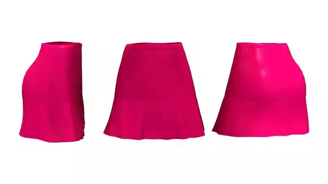 High Waist Flaring Skater Short Skirt With Ruffle Bottom Low-poly 3D model