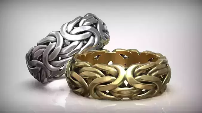 Byzantine Chain Link Ring Wedding Band 3D print model