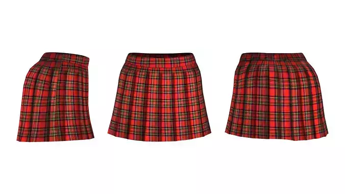 Pleated Plaid Skirt Low-poly 3D model