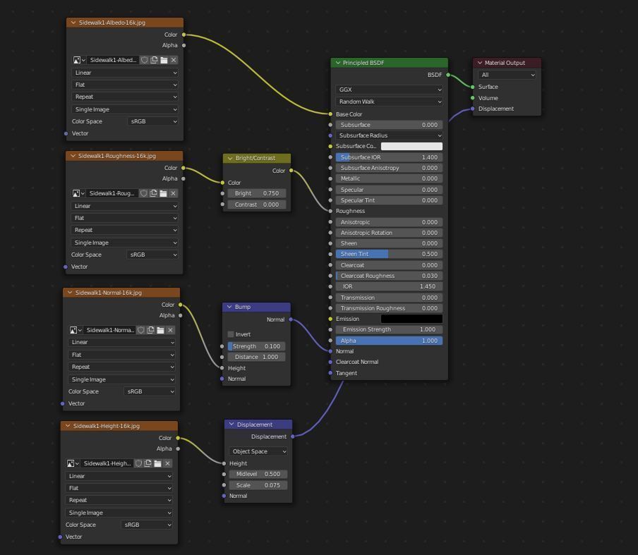 Sidewalk 1 road with line 3D model_9