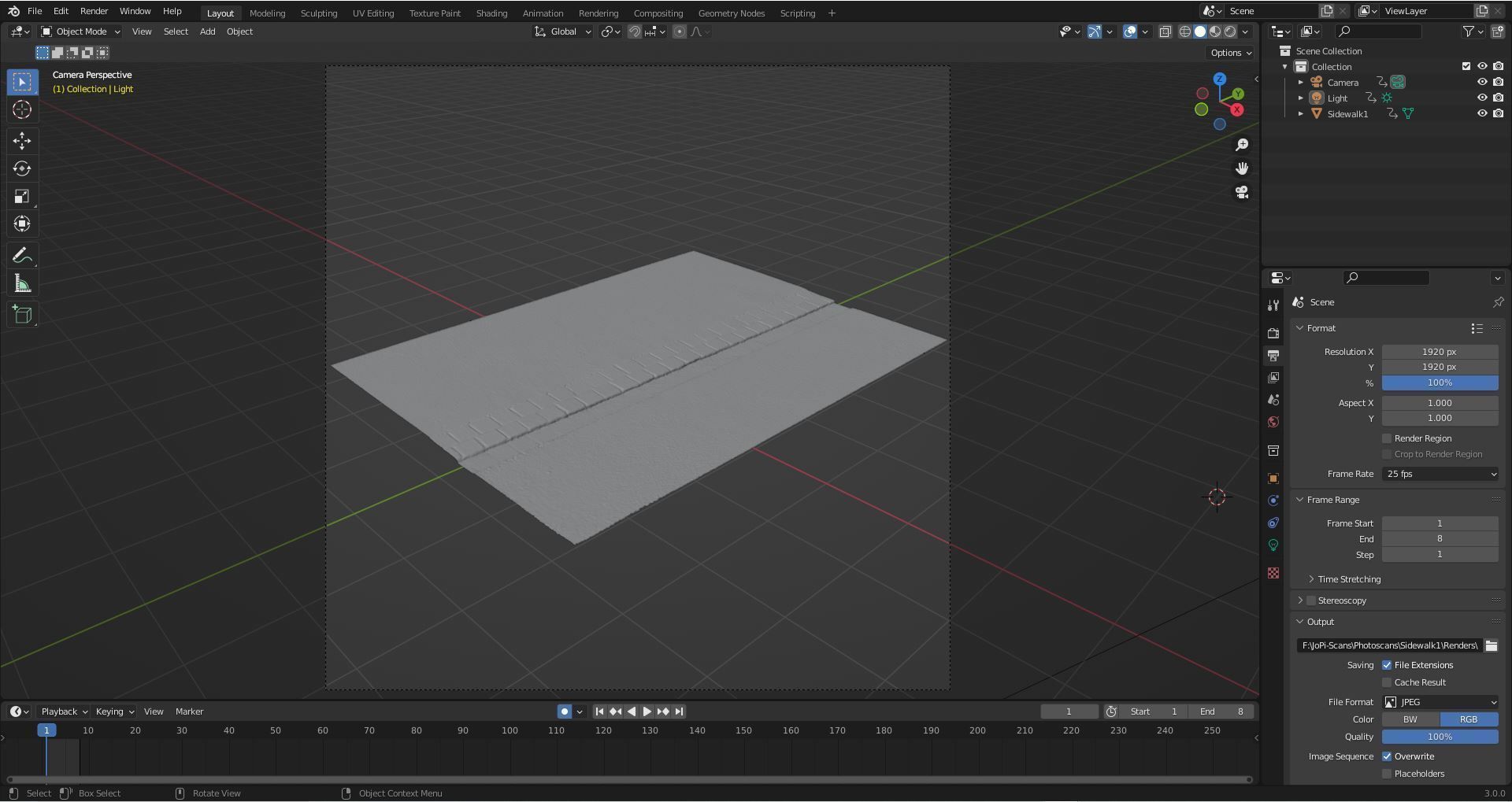 Sidewalk 1 road with line 3D model_10
