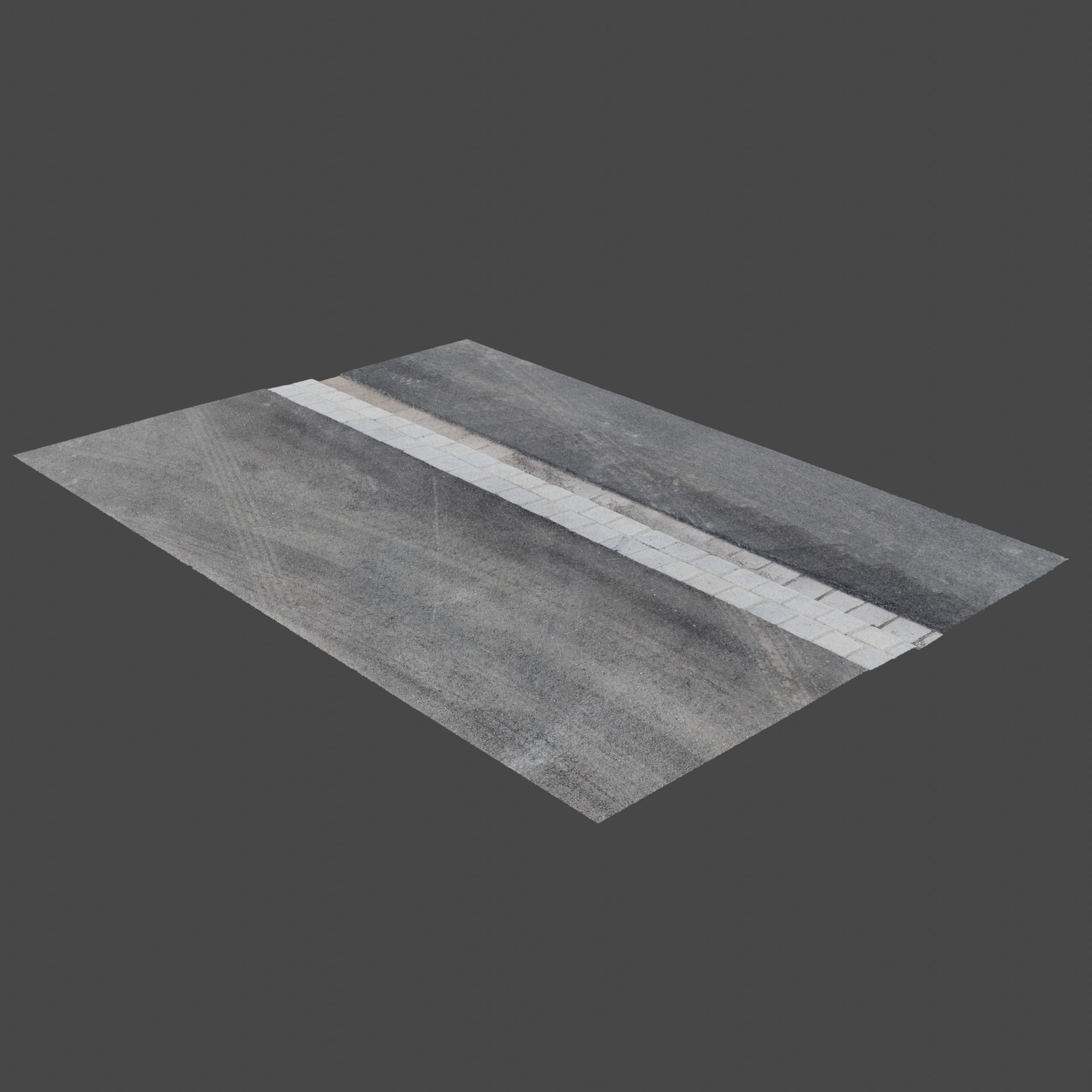 Sidewalk 1 road with line 3D model_1
