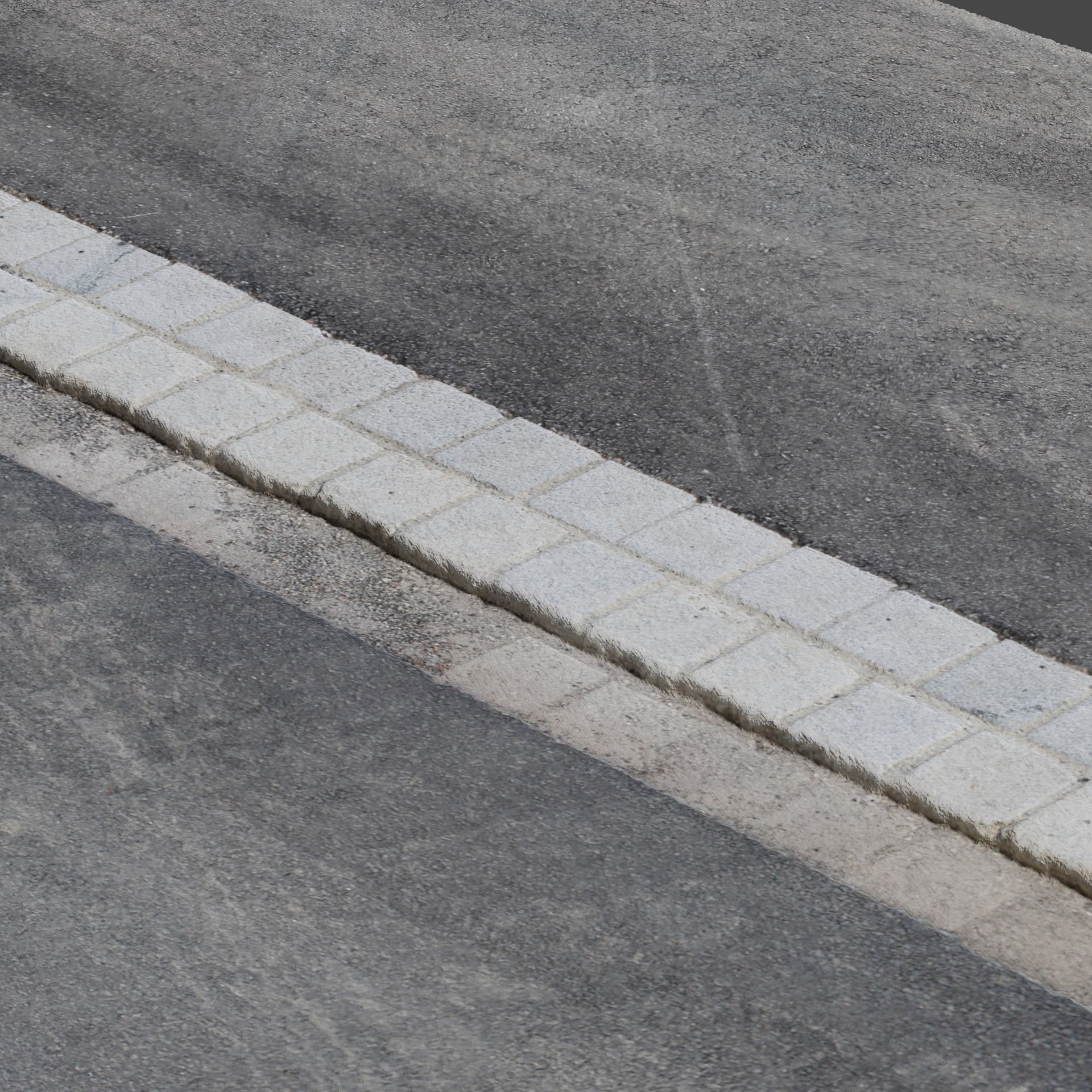 Sidewalk 1 road with line 3D model_7