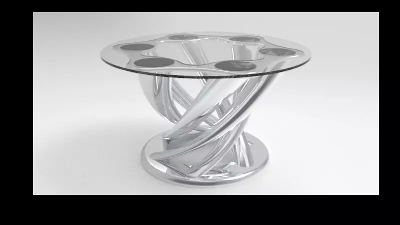 Spiral Coffee Table Low-poly 3D model_0