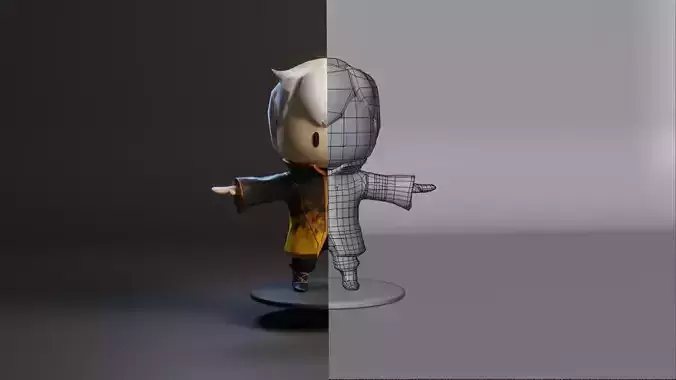 Low poly Stylised chibi character Low-poly 3D model
