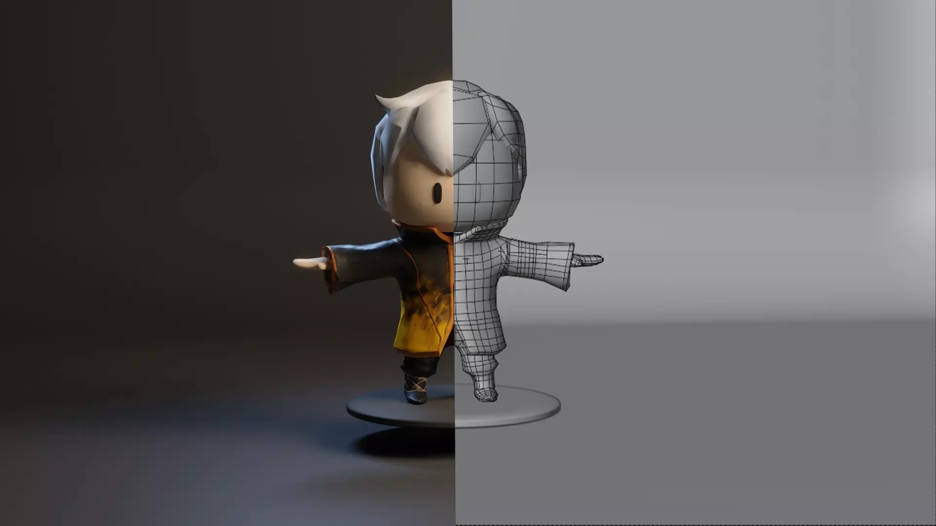 Low poly Stylised chibi character Low-poly 3D model_0