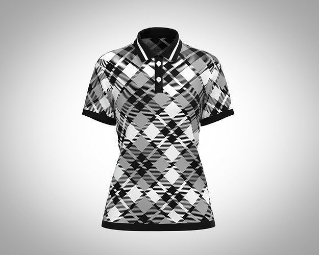 Ladies black Striped Polo Shirt 3D model