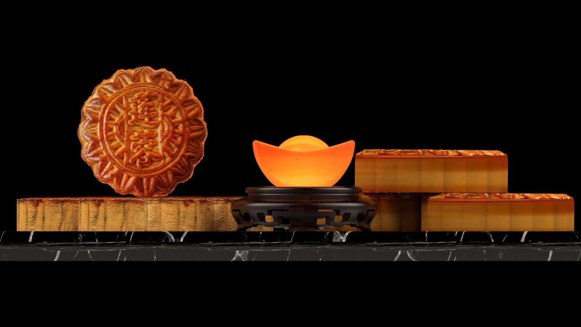 Chinese moon cake  3D model_2