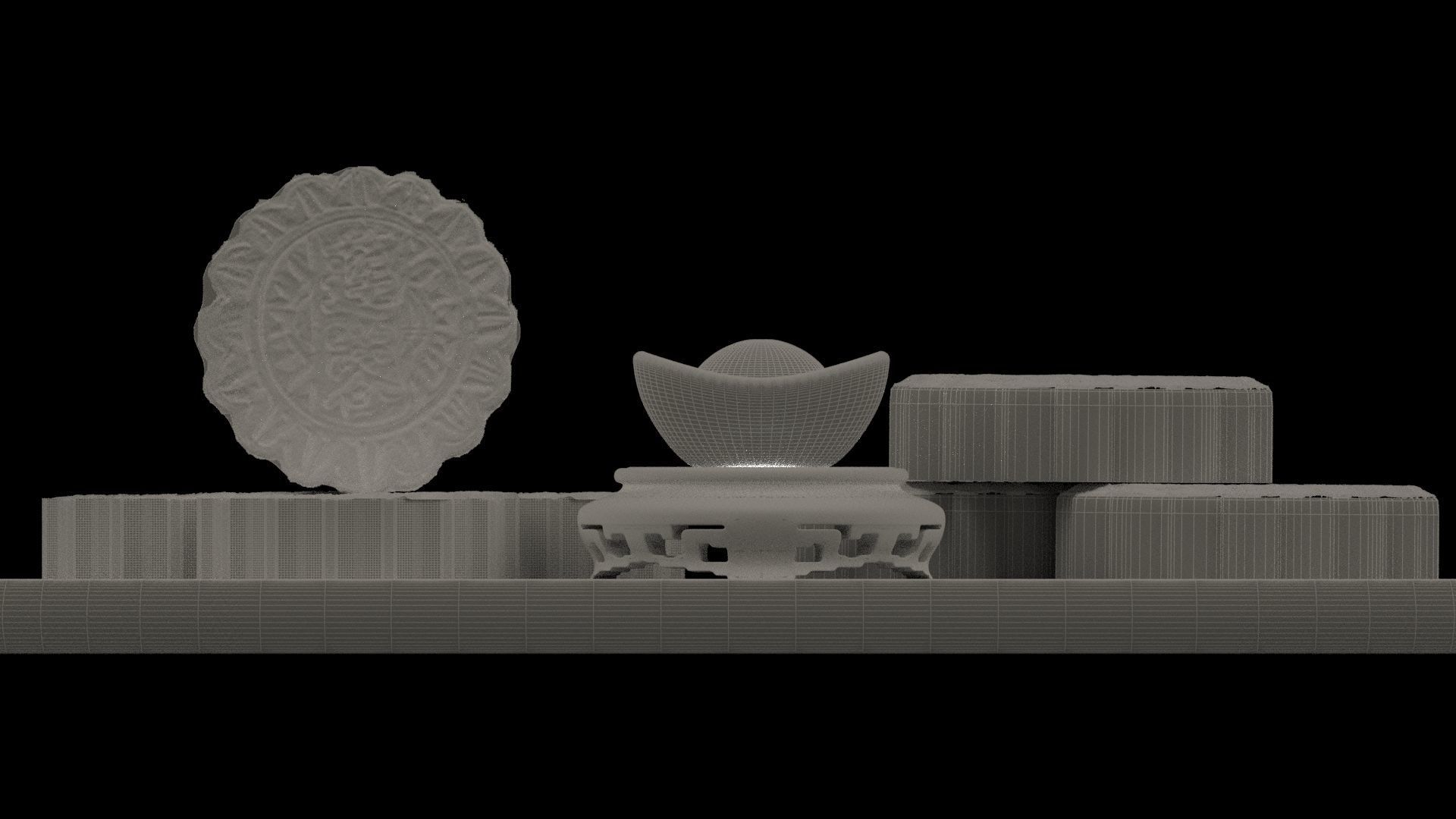 Chinese moon cake  3D model_5