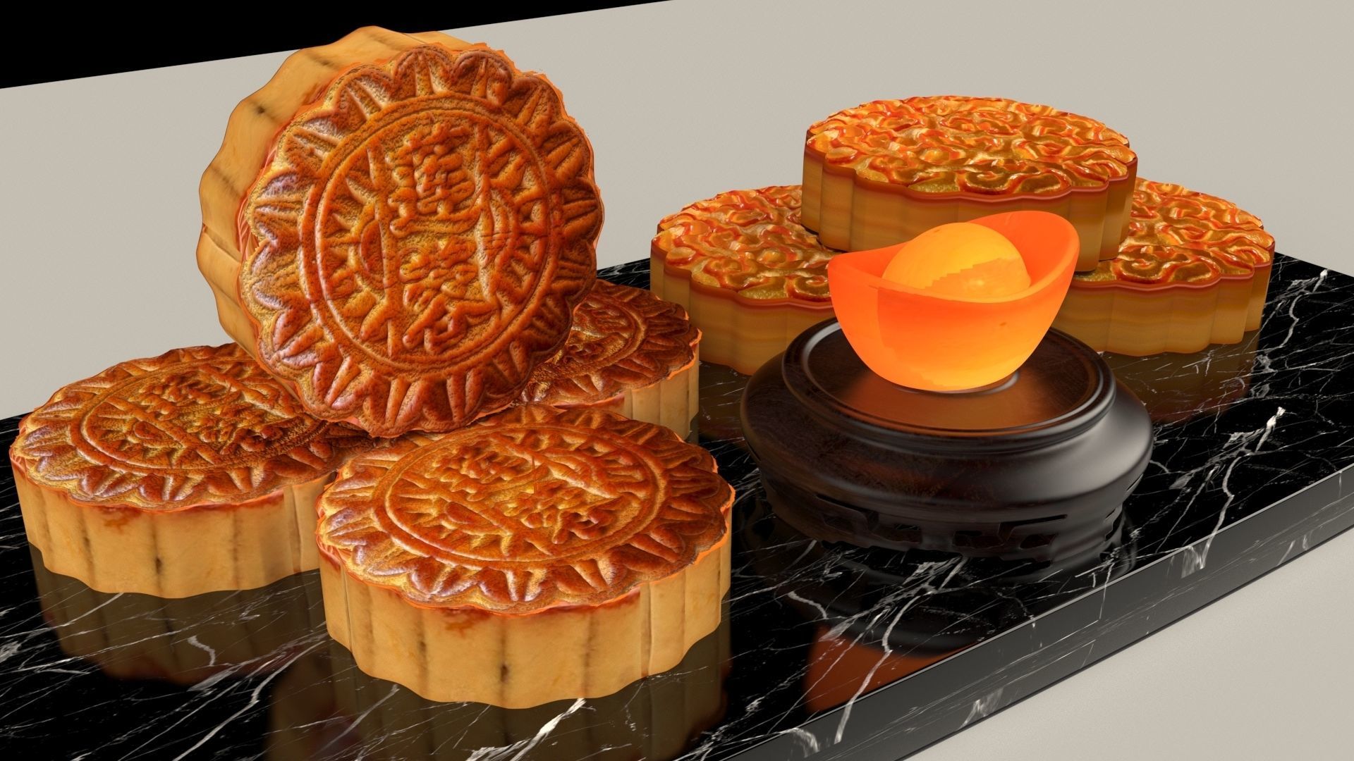 Chinese moon cake  3D model_4