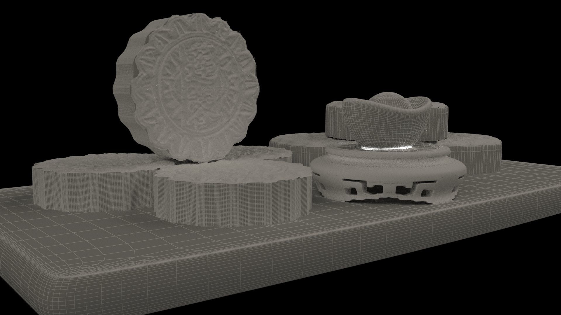 Chinese moon cake  3D model_6