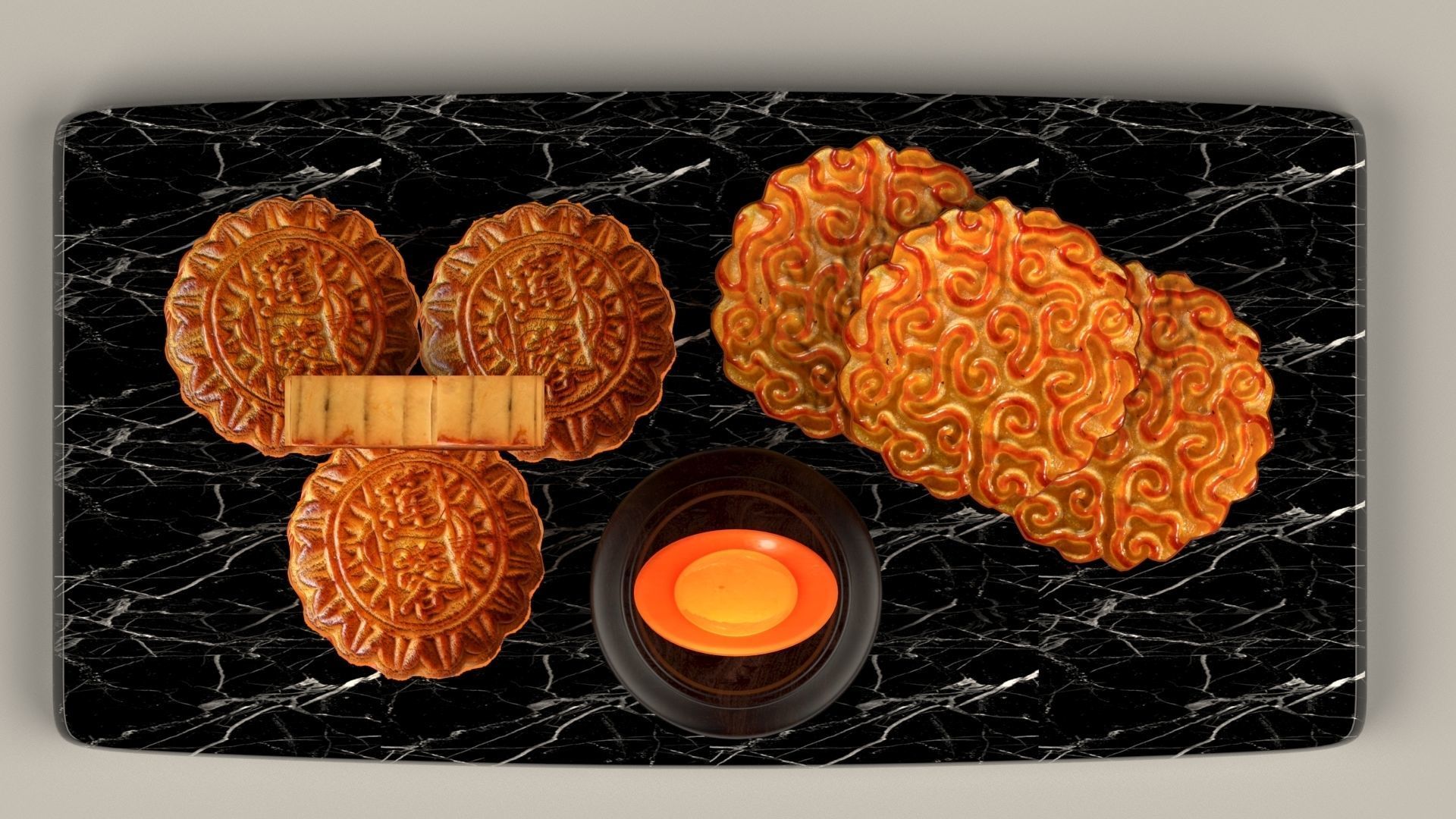Chinese moon cake  3D model_3