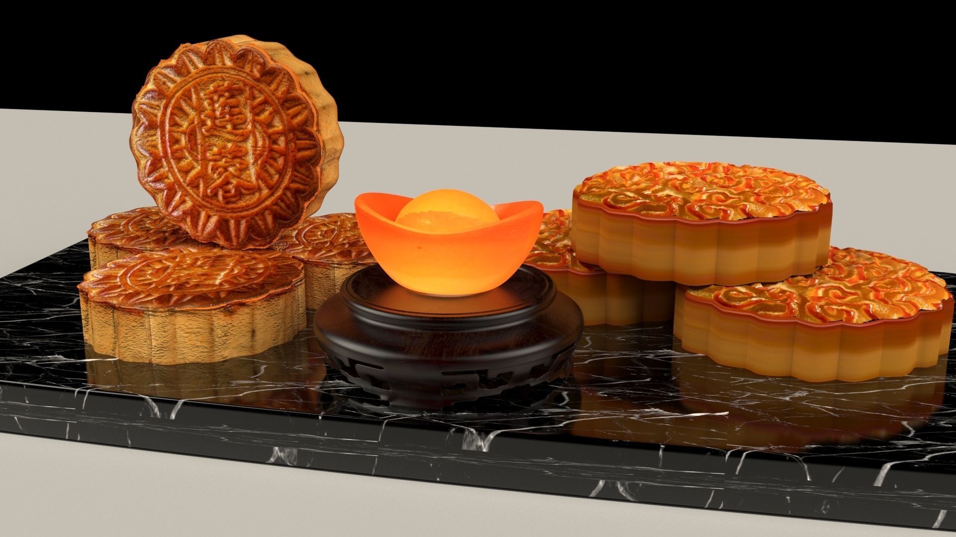 Chinese moon cake  3D model_1