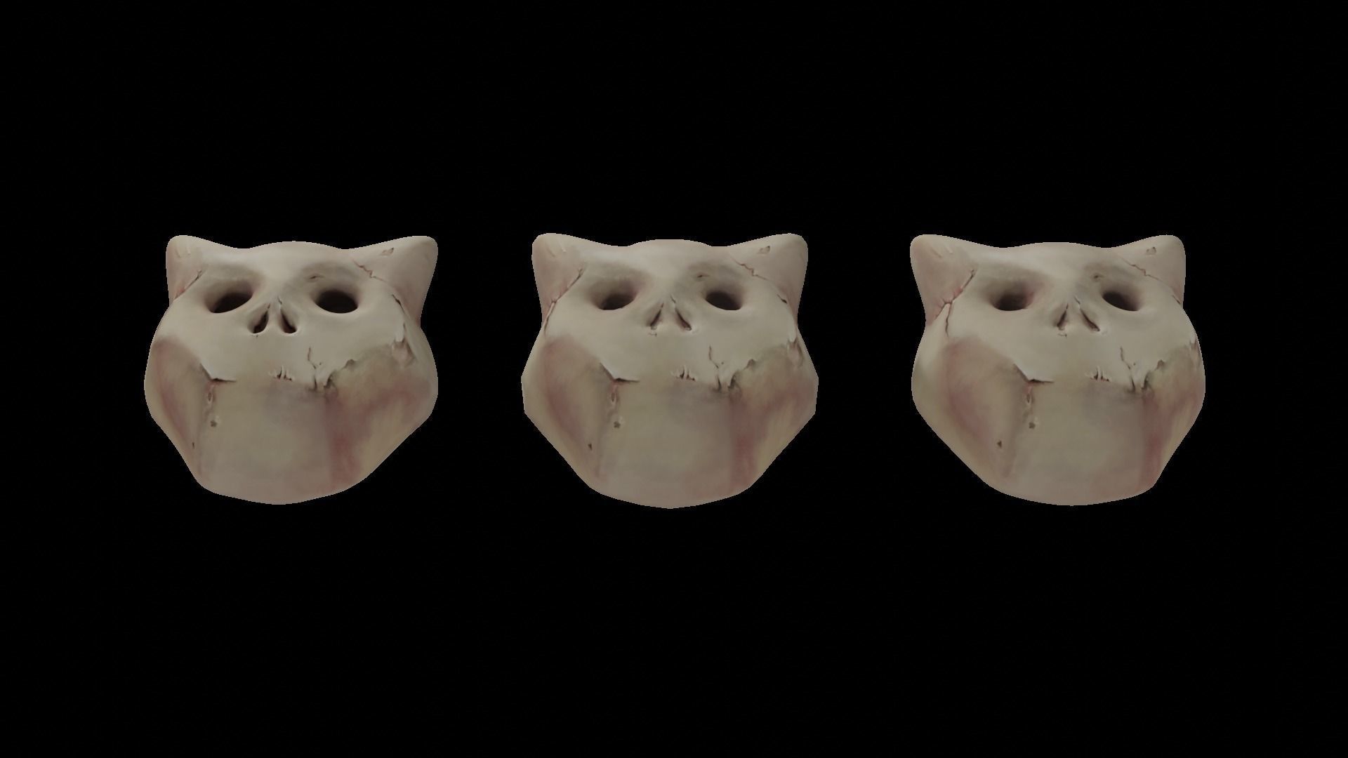 Stylized Evil Skull with cat ears or cute horns Low-poly 3D model_5