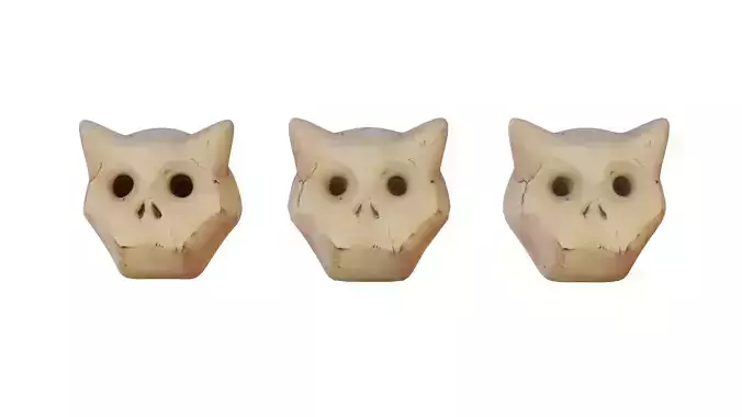 Stylized Evil Skull with cat ears or cute horns Low-poly 3D model