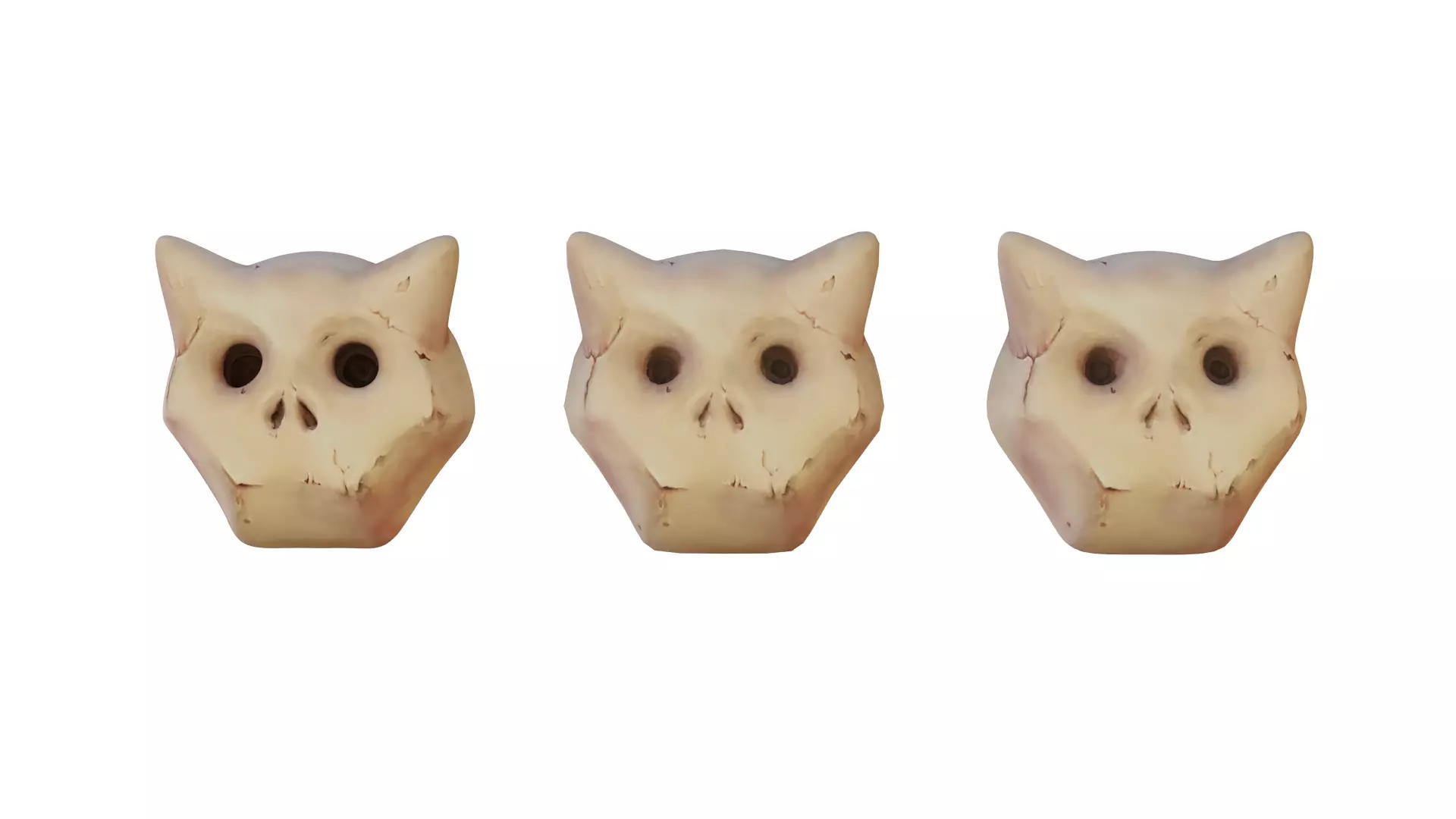 Stylized Evil Skull with cat ears or cute horns Low-poly 3D model_0