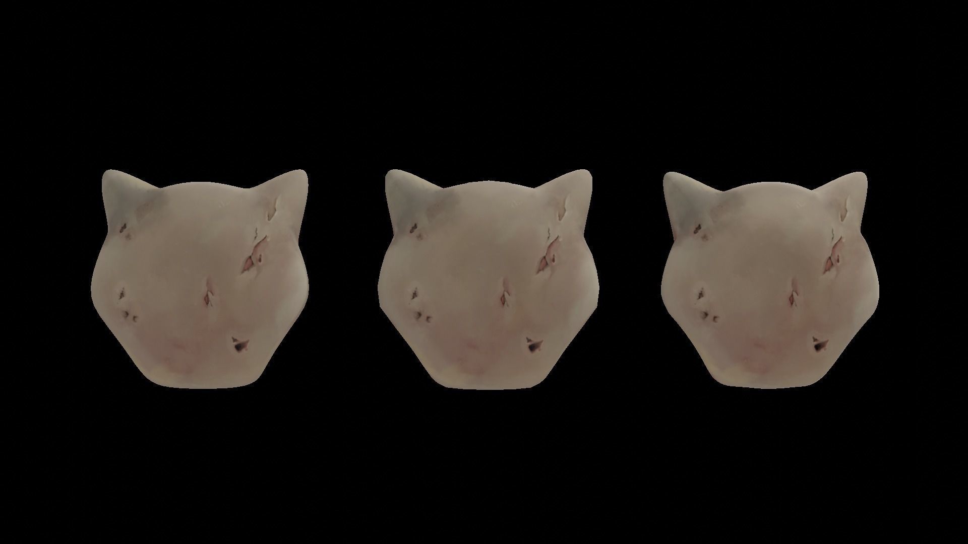 Stylized Evil Skull with cat ears or cute horns Low-poly 3D model_4