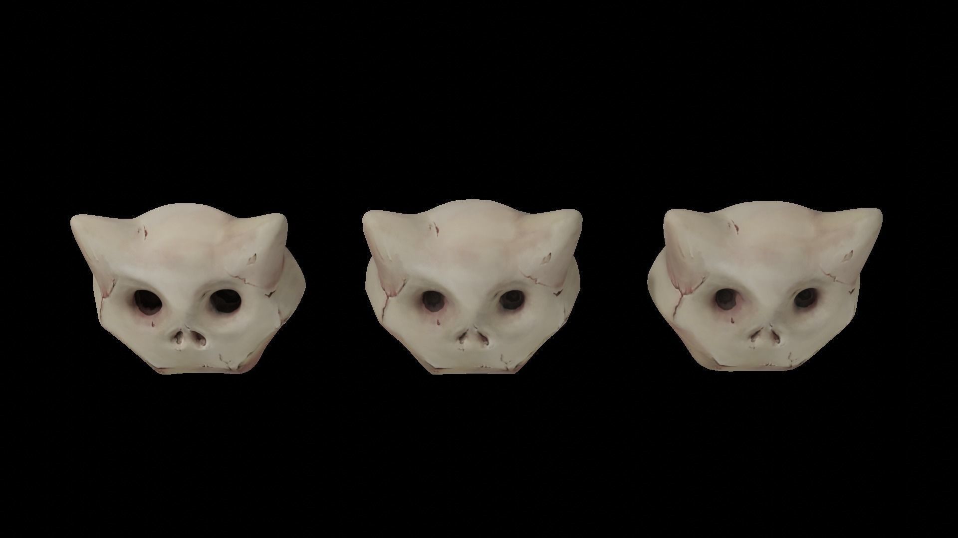 Stylized Evil Skull with cat ears or cute horns Low-poly 3D model_9