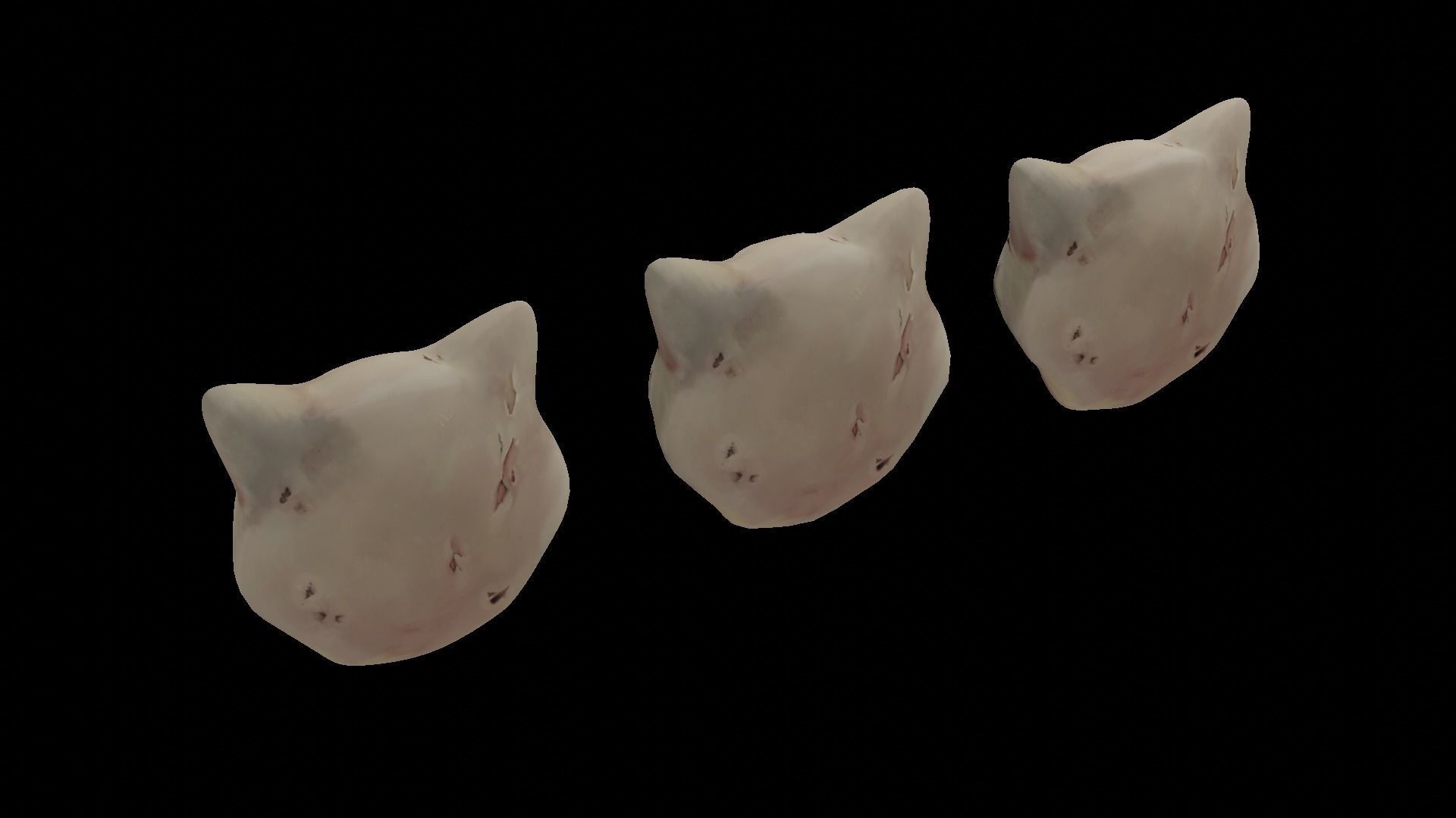 Stylized Evil Skull with cat ears or cute horns Low-poly 3D model_3