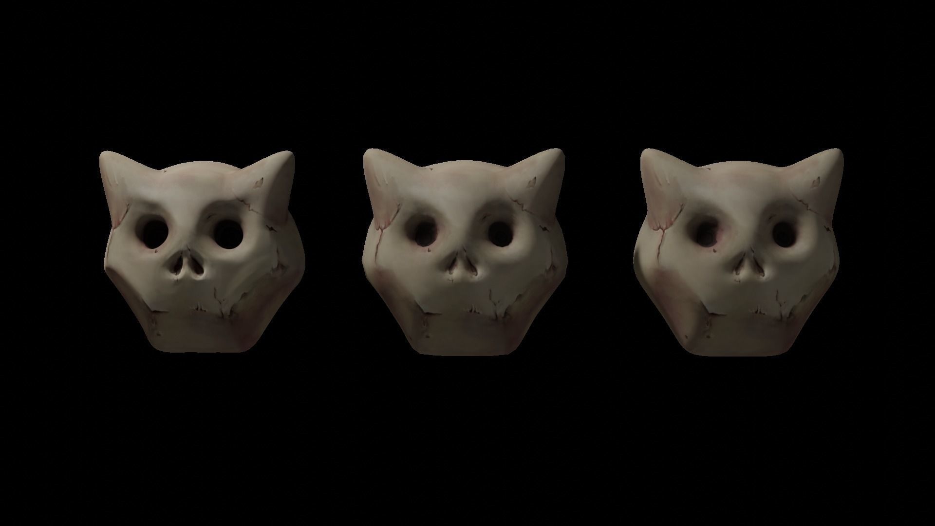 Stylized Evil Skull with cat ears or cute horns Low-poly 3D model_10