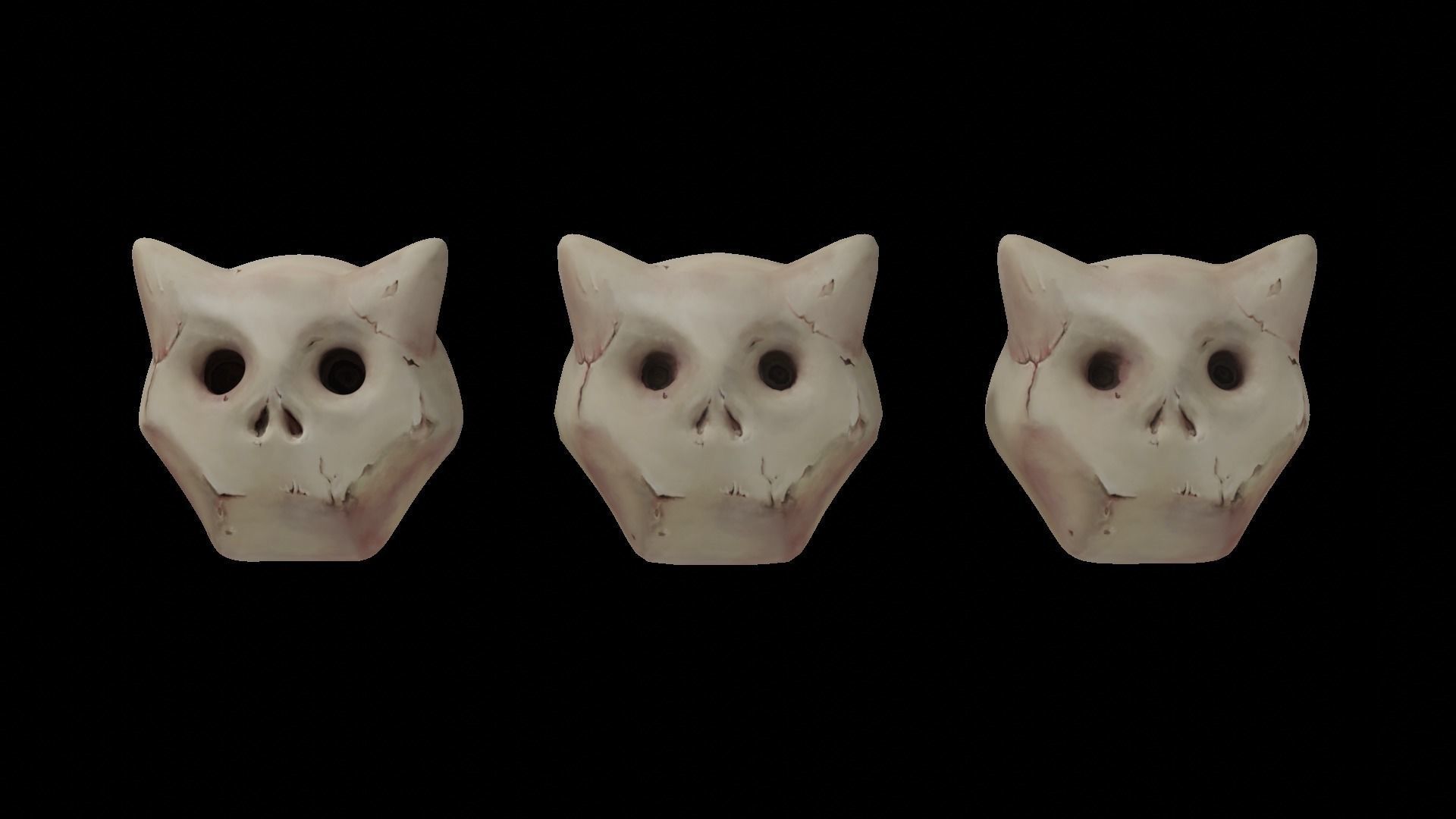 Stylized Evil Skull with cat ears or cute horns Low-poly 3D model_2