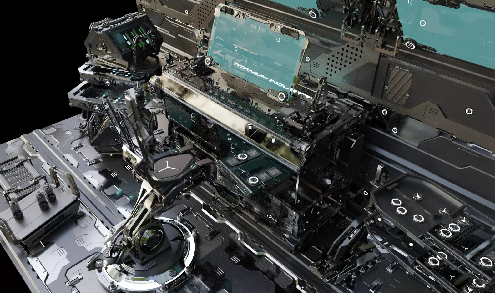 Sci-Fi Computer Station 3D model_0