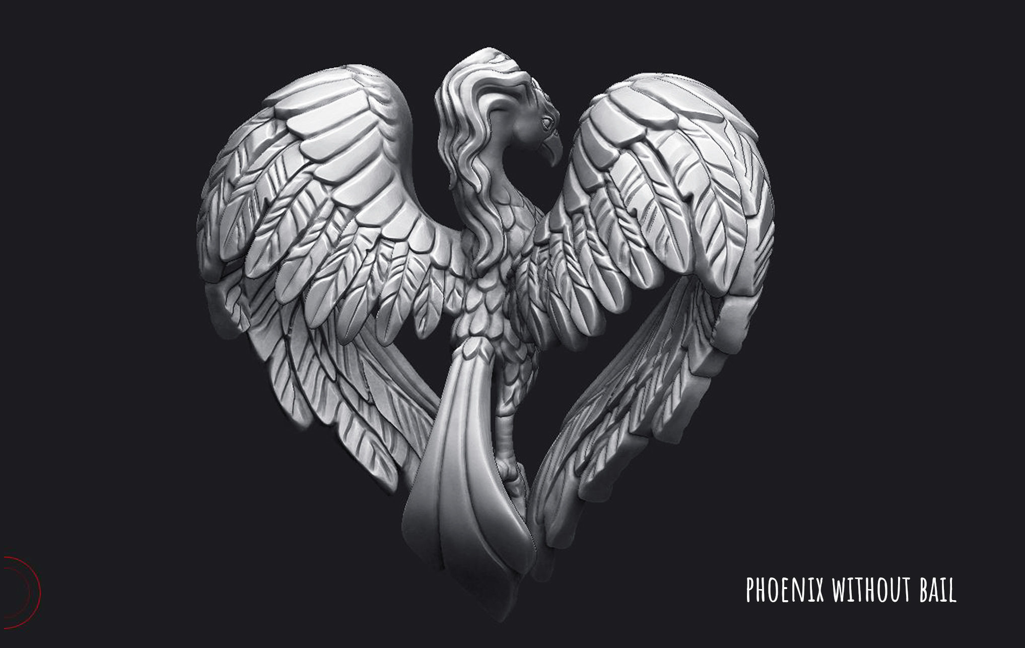 Phoenix Heart Pendant 3D print model_12