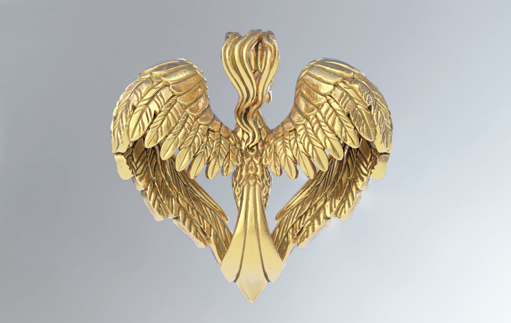 Phoenix Heart Pendant 3D print model_5