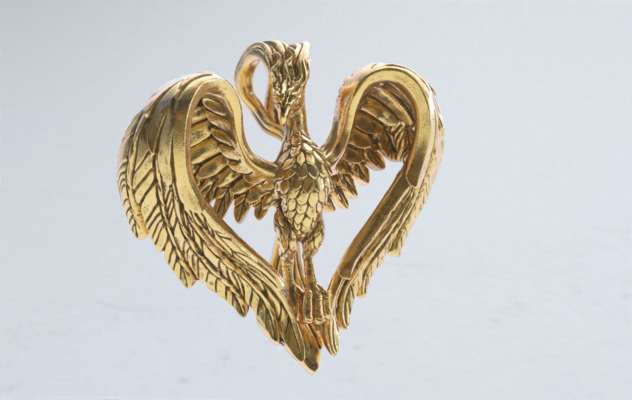 Phoenix Heart Pendant 3D print model_3