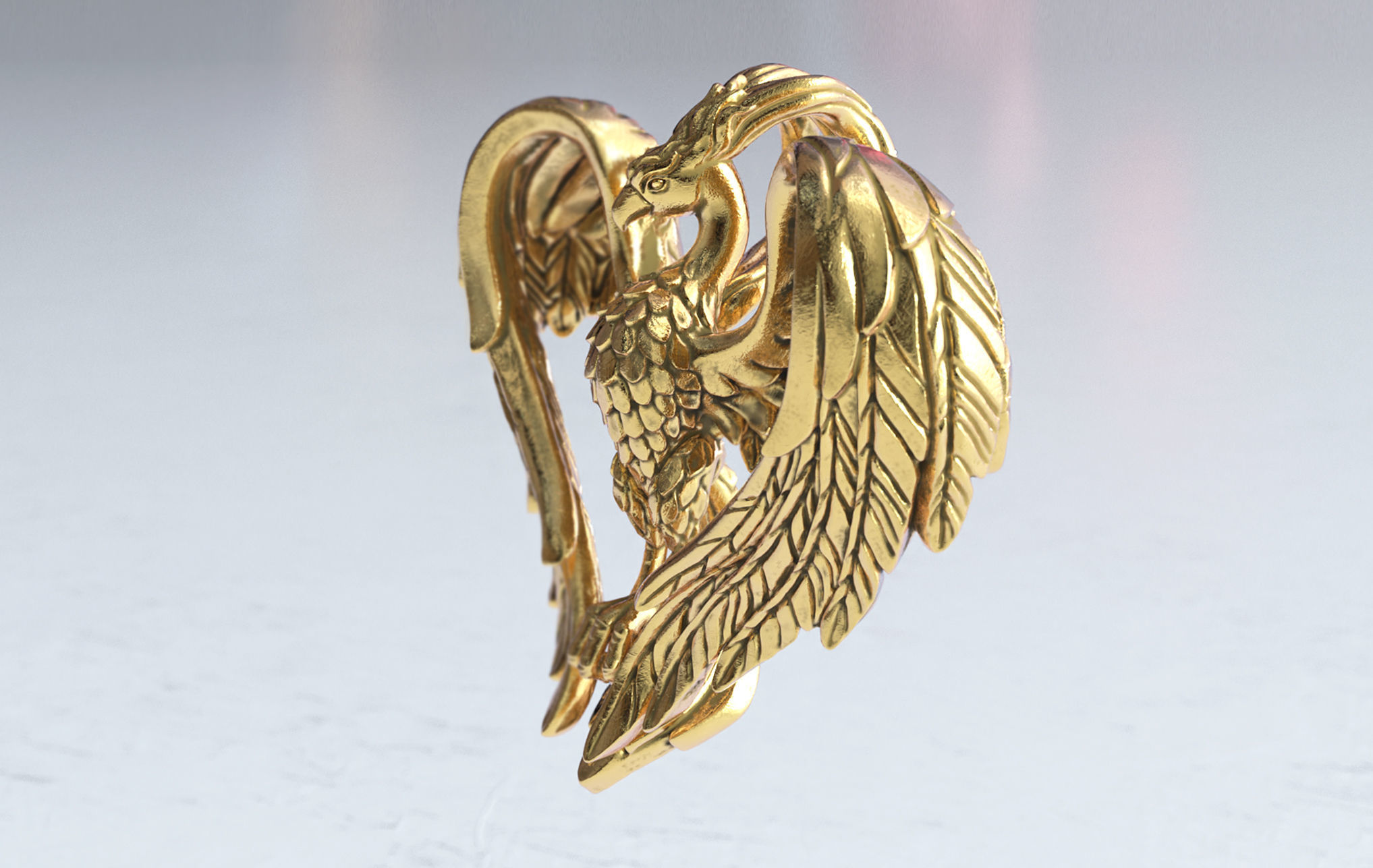 Phoenix Heart Pendant 3D print model_6