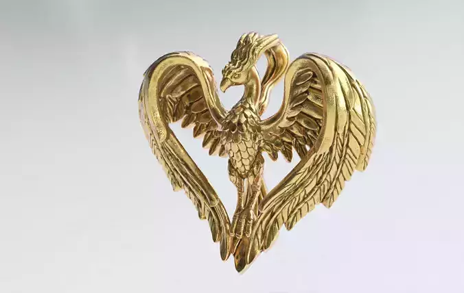 Phoenix Heart Pendant 3D print model